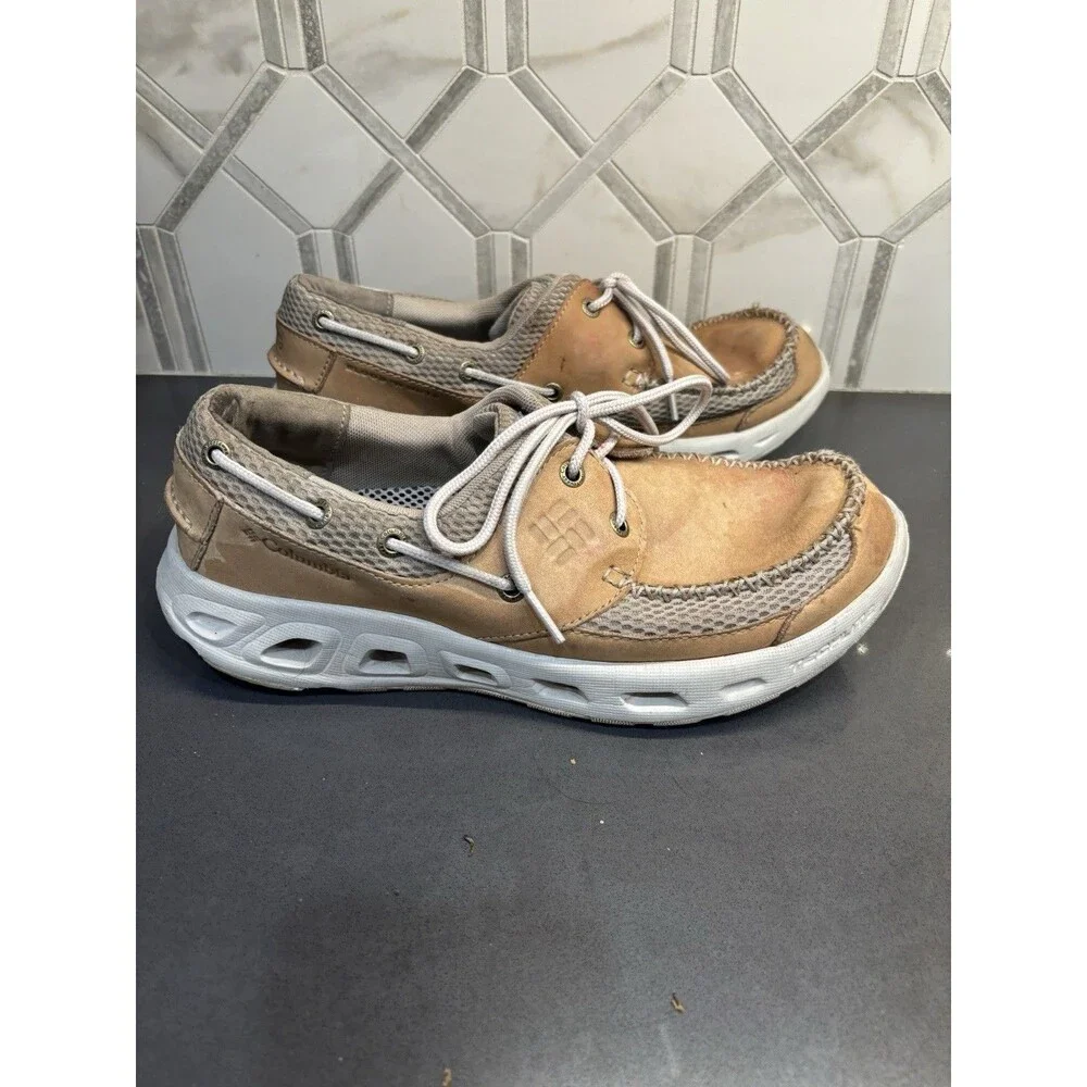 Columbia PFG Boatdrainer Men's 8.5 Beige Blood 'N Guts Techlite Shoes BM2611-265